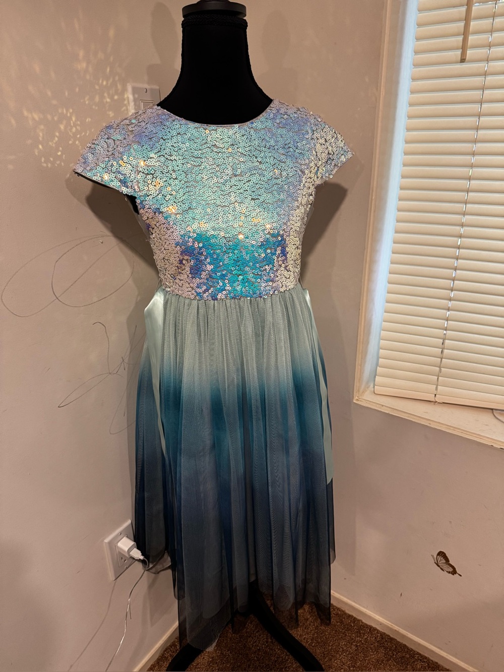 Monsoon Girls Iridescent Sequin & Ombre 11 y Blue Girls' Party Dress